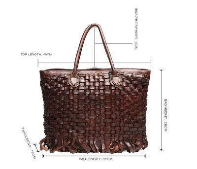 Vegetable Tanned Leather Handbag-Size