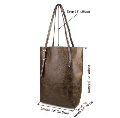 Vintage Leather Tote Shoulder Bag-Size