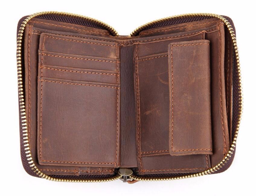 Zipper Around Leather Wallet Leather Coin Pocket