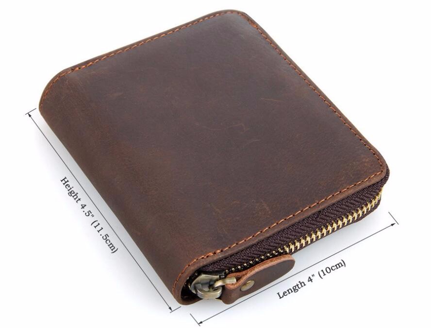 Zipper Around Leather Wallet Leather Coin Pocket