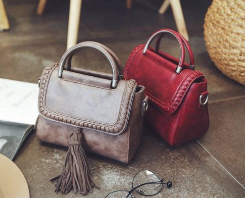 delicate leather handbag