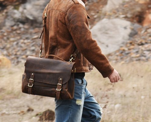vintage leather messenger bag for men