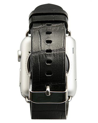 Black Crocodile Pattern Apple Watch Band-Back