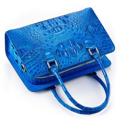 Blue Crocodile Shoulder Bag, Crocodile Handbag-1