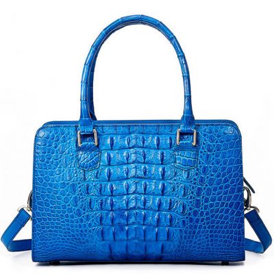 Blue Crocodile Shoulder Bag, Crocodile Handbag-Back