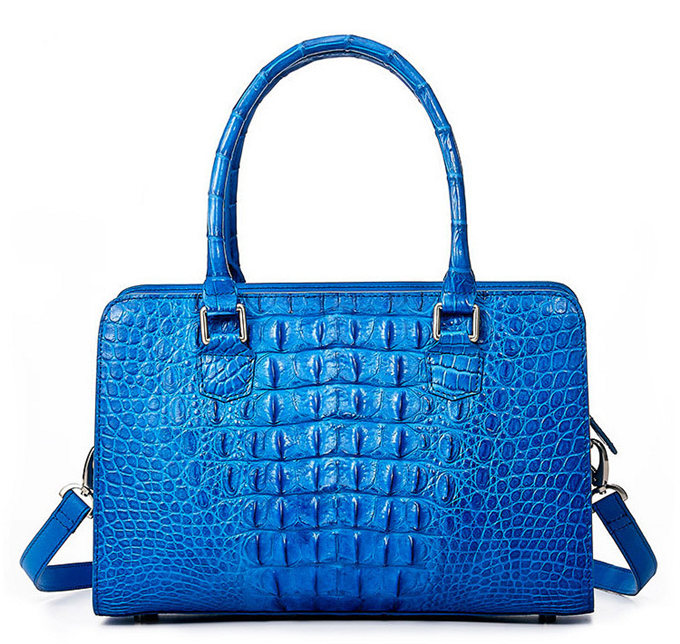 Blue Crocodile Shoulder Bag, Crocodile Handbag