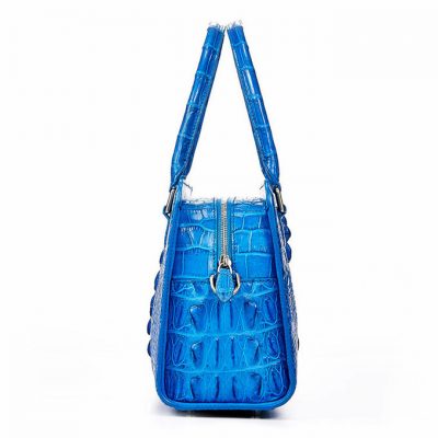 Blue Crocodile Shoulder Bag, Crocodile Handbag-Side