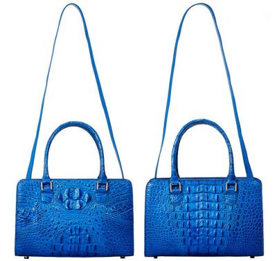 Blue Crocodile Shoulder Bag, Crocodile Handbag-Starp