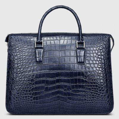 Blue Luxury Crocodile Laptop Bag for Men-Front