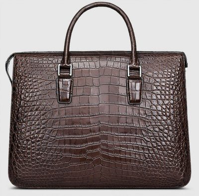 Brown Luxury Crocodile Laptop Bag for Men-Back