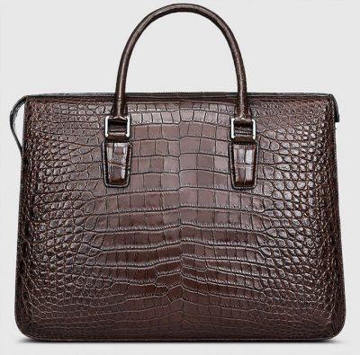 Brown Luxury Crocodile Laptop Bag for Men-Back