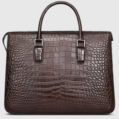 Brown Luxury Crocodile Laptop Bag for Men-Back