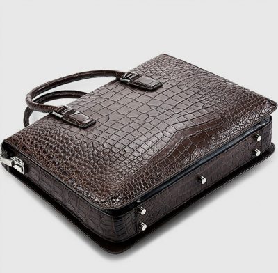 Brown Luxury Crocodile Laptop Bag for Men-Bottom