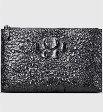 Casual Black Genuine Crocodile Wallet-Front