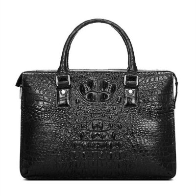 Classic Black Genuine Crocodile Briefcase-Front