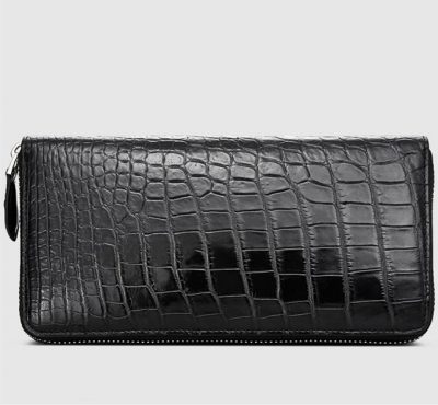 Classic Black Genuine Crocodile Wallet-Left