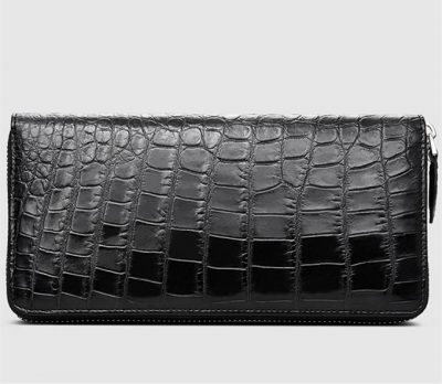 Classic Black Genuine Crocodile Wallet-Right