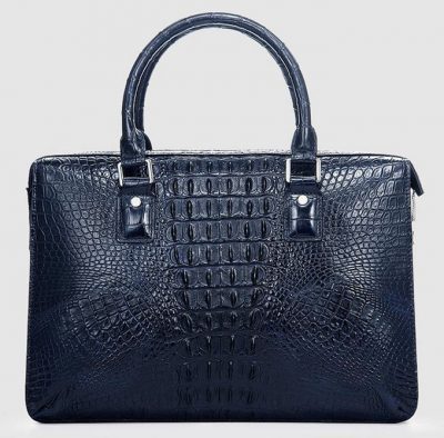 Classic Blue Genuine Crocodile Briefcase-Back