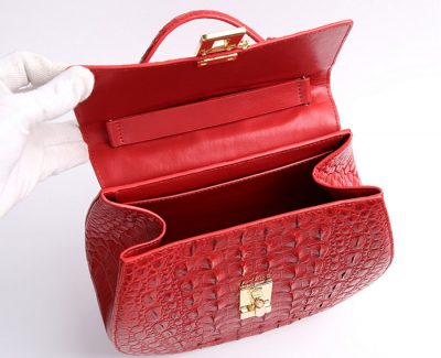 Crocodile Evening Handbag, Crocodile Wrist Bag-Inside