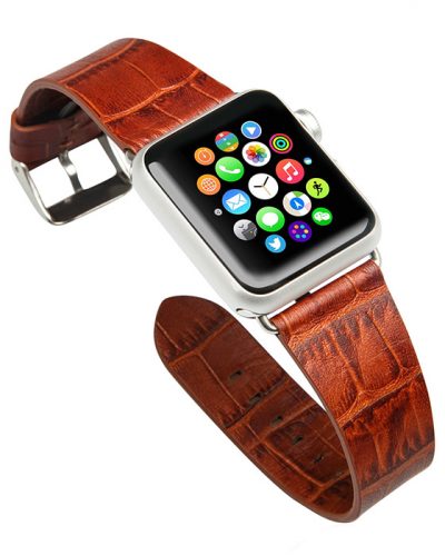 Dark Brown Crocodile Pattern Apple Watch Band-Front