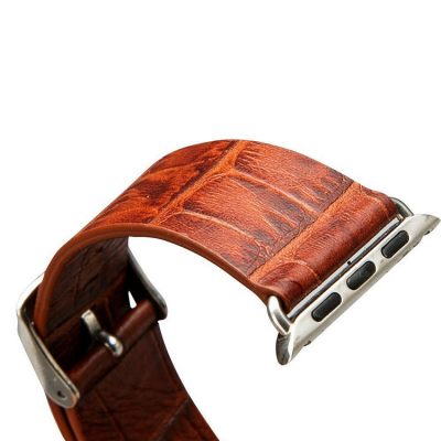 Dark Brown Crocodile Pattern Apple Watch Band-Long