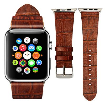 Dark Brown Crocodile Pattern Apple Watch Band-Sample