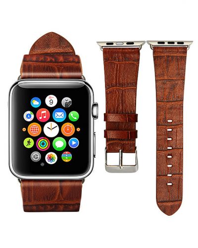 Dark Brown Crocodile Pattern Apple Watch Band-Sample