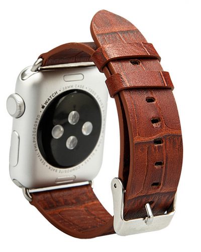 Dark Brown Crocodile Pattern Apple Watch Band-back