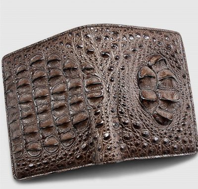 Fashion Bifold Genuine Crocodile Wallet-Brown-Face