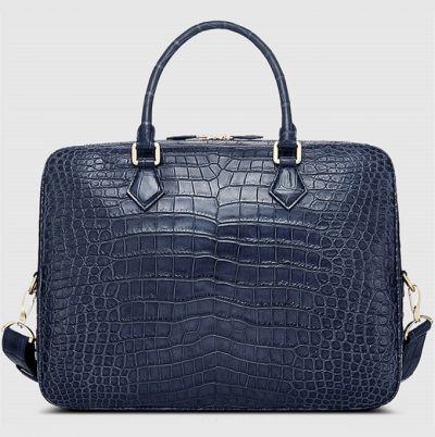 Fashion Crocodile Bag, Luxury Crocodile Briefcase for Men-Blue-Back