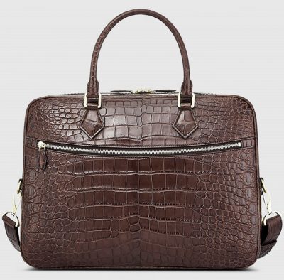 Fashion Crocodile Bag, Luxury Crocodile Briefcase for Men-Brown