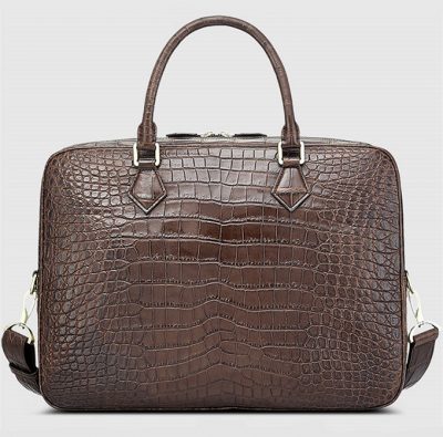 Fashion Crocodile Bag, Luxury Crocodile Briefcase for Men-Brown-Back