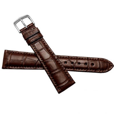 Genuine Alligator Leather Watch Band-Brown-Front