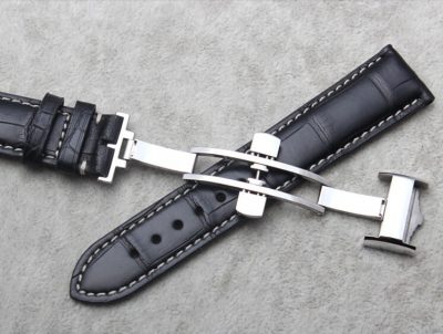 Genuine Alligator Leather Watch Band With Butterfly Buckle-Buckle