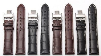 Genuine Alligator Leather Watch Band With Butterfly Buckle-Sample