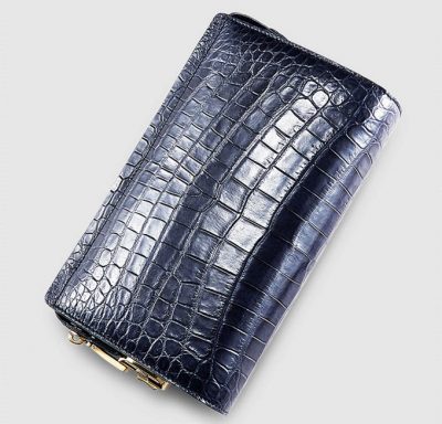 Large Genuine Crocodile Wallet-Blue