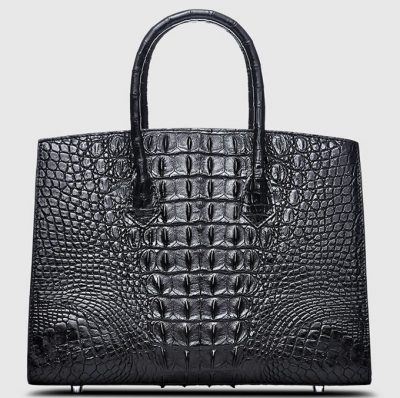 Black Genuine Crocodile Handbag-Back