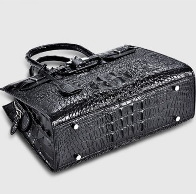 Black Genuine Crocodile Handbag-Bottom