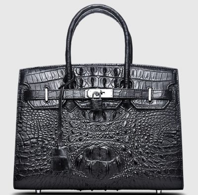 Black Genuine Crocodile Handbag-Front