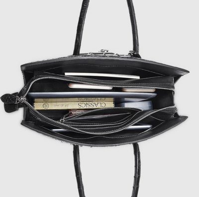 Black Genuine Crocodile Handbag-Inside