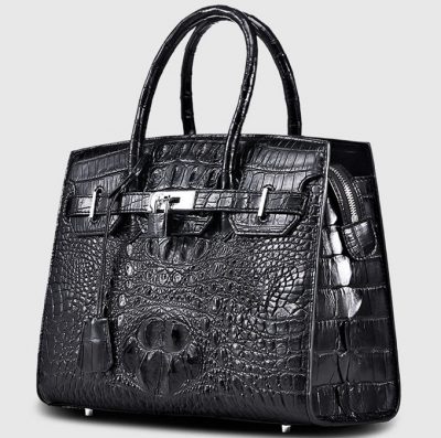 Black Genuine Crocodile Handbag-Left