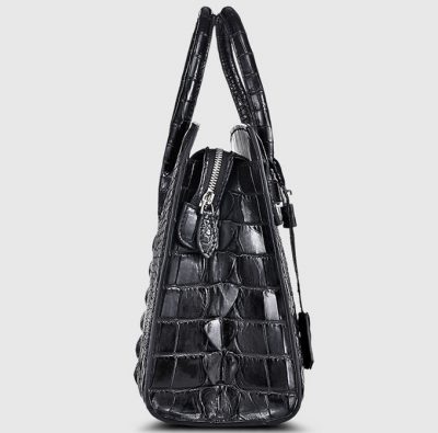 Black Genuine Crocodile Handbag-Side