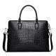 Luxury Crocodile Briefcase, Luxury Crocodile Laptop Bag for Men-Black-Front