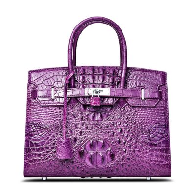 Luxury Purple Genuine Crocodile Handbag