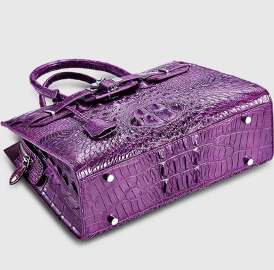 Purple Genuine Crocodile Handbag-Bottom