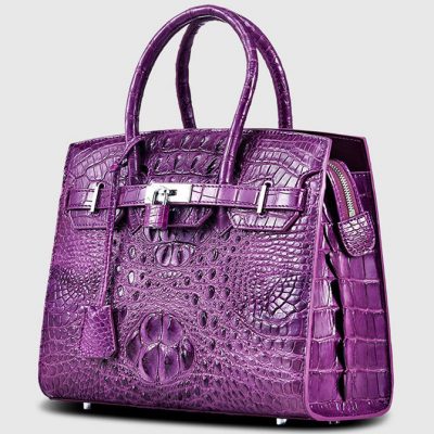 Purple Genuine Crocodile Handbag-Left