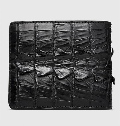 Mens Bifold Genuine Crocodile Wallet-Back