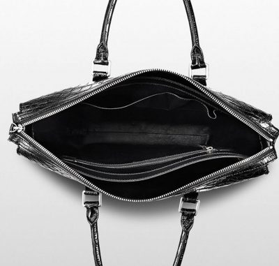 Mens Fashion Crocodile Bag-Black-Inside
