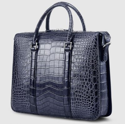 Mens Fashion Crocodile Bag-Blue-Back