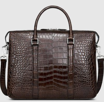 Mens Fashion Crocodile Bag-Brown-Front